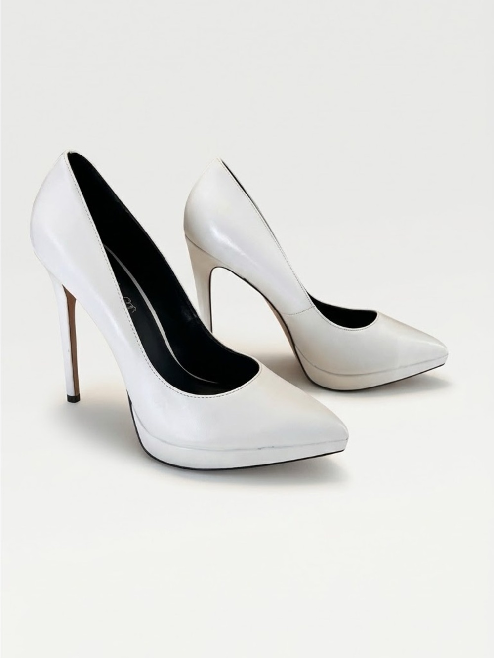 ALDO Lalia White Leather Pointed Toe Platform Stiletto Pumps Heels 8.5 EU 39